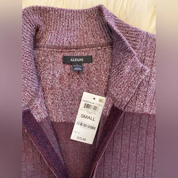 Alfani zip up sweater NWT Sz S - Picture 2 of 5